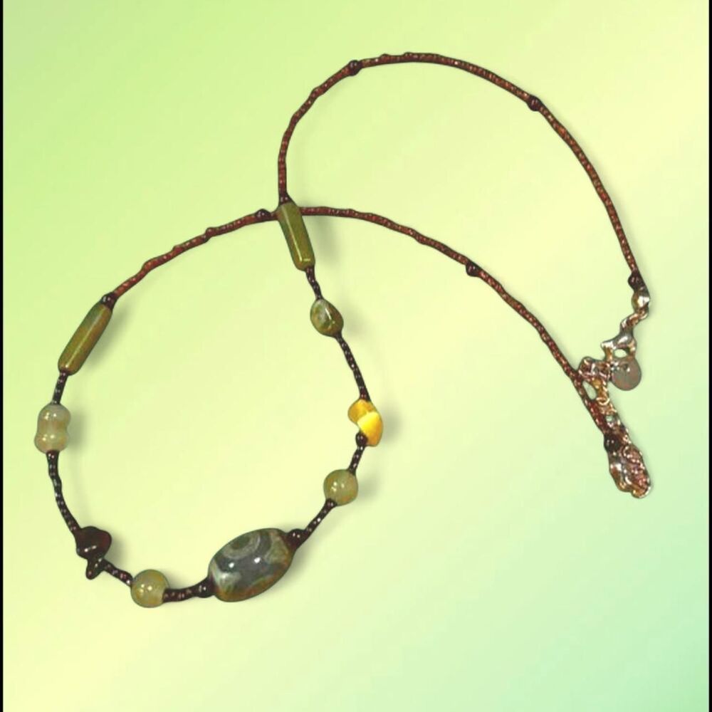 boho lotus beaded necklace